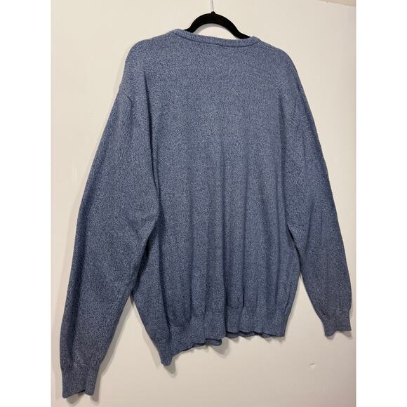 L.L Bean Sweater V Neck Long Sleeve Cotton Blue Relaxed Fit Men's Size XXL - Picture 6 of 8